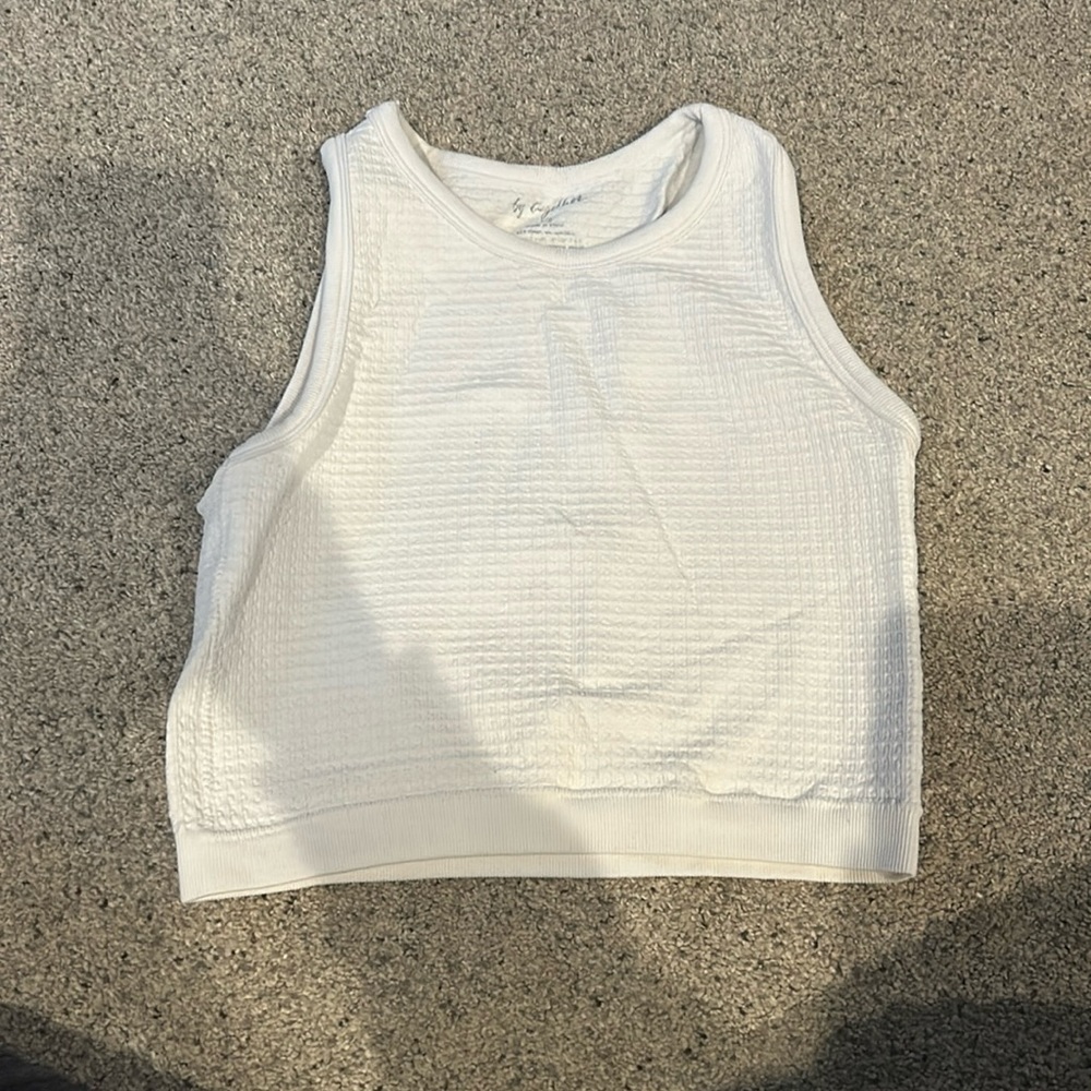 south moon under white waffled, high neck, cropped tank top, size s/m